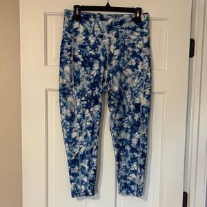 Blue and White Bally Total Fitness Tie-Dye Leggings